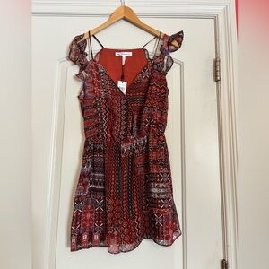 BCBG Women’s Aztec Design Sleeveless Dress in Saffron. NWT. Size Small.